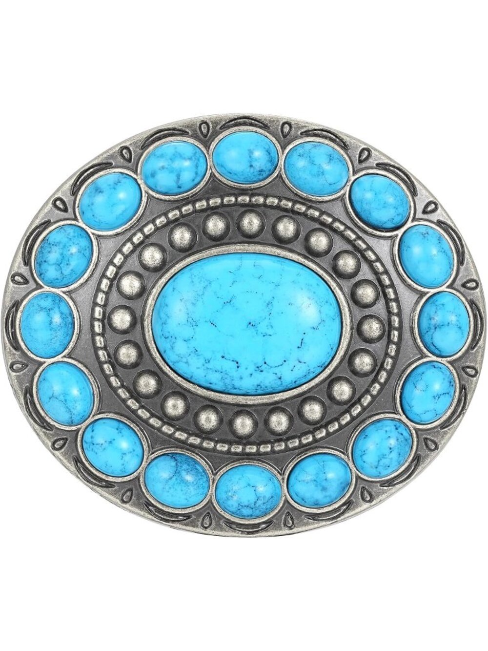 Unisex Silver Turquoise Vintage Poker Cowboy Texas Rodeo Belt Buckle